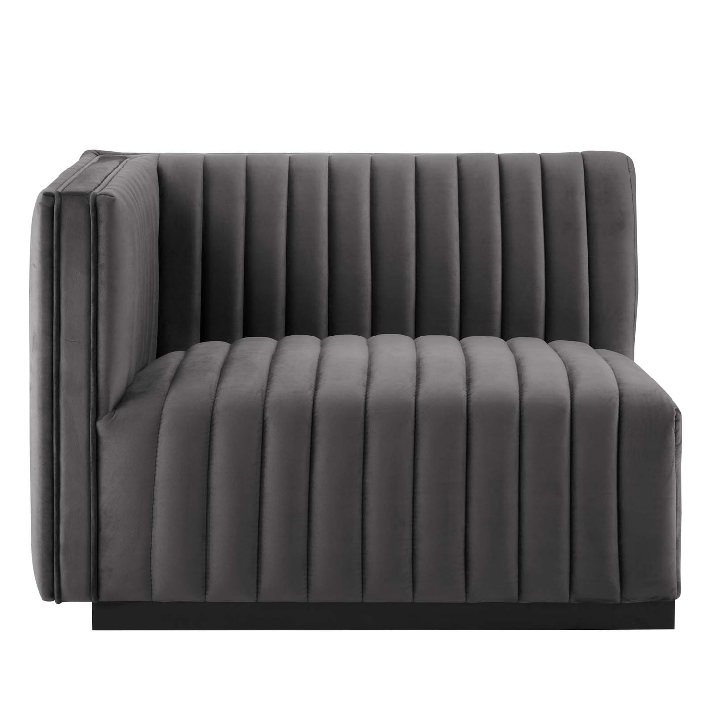 Conjure Channel Tufted Performance Velvet Sofa Black Gray EEI-5765-BLK-GRY
