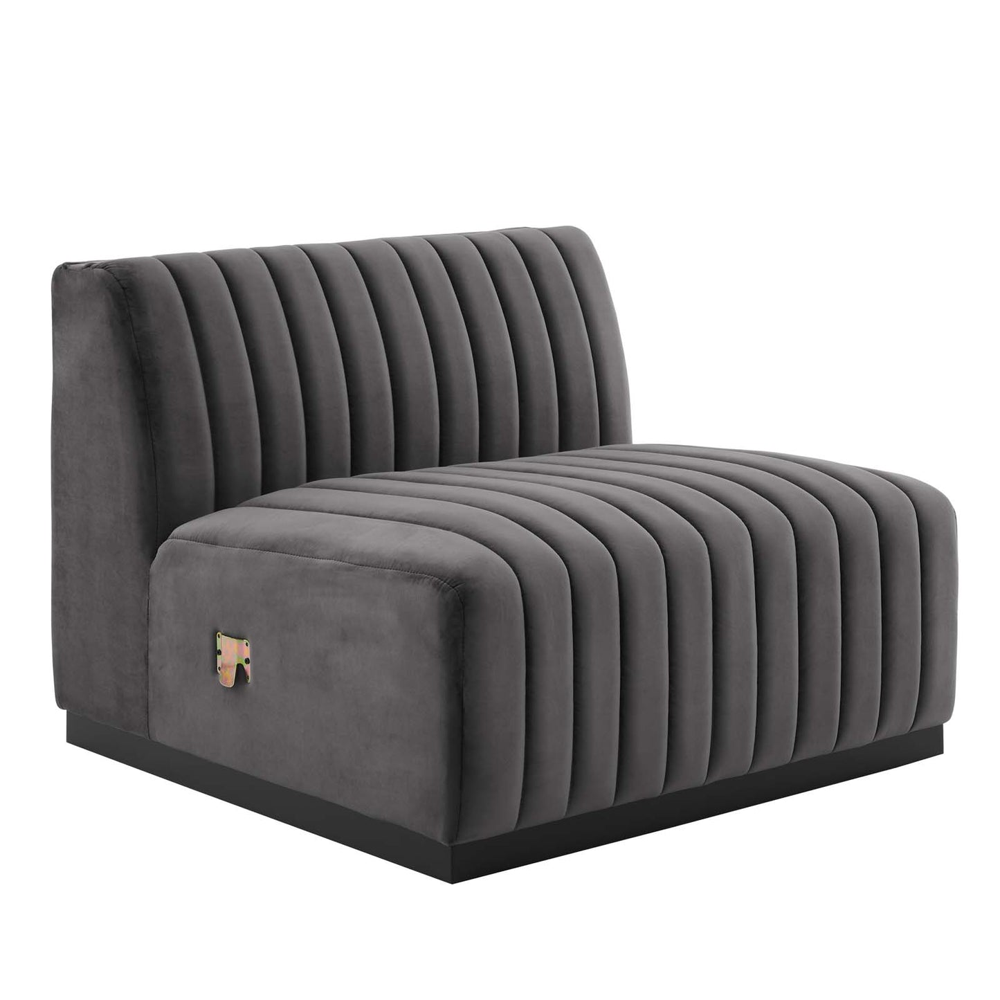 Conjure Channel Tufted Performance Velvet Sofa Black Gray EEI-5765-BLK-GRY