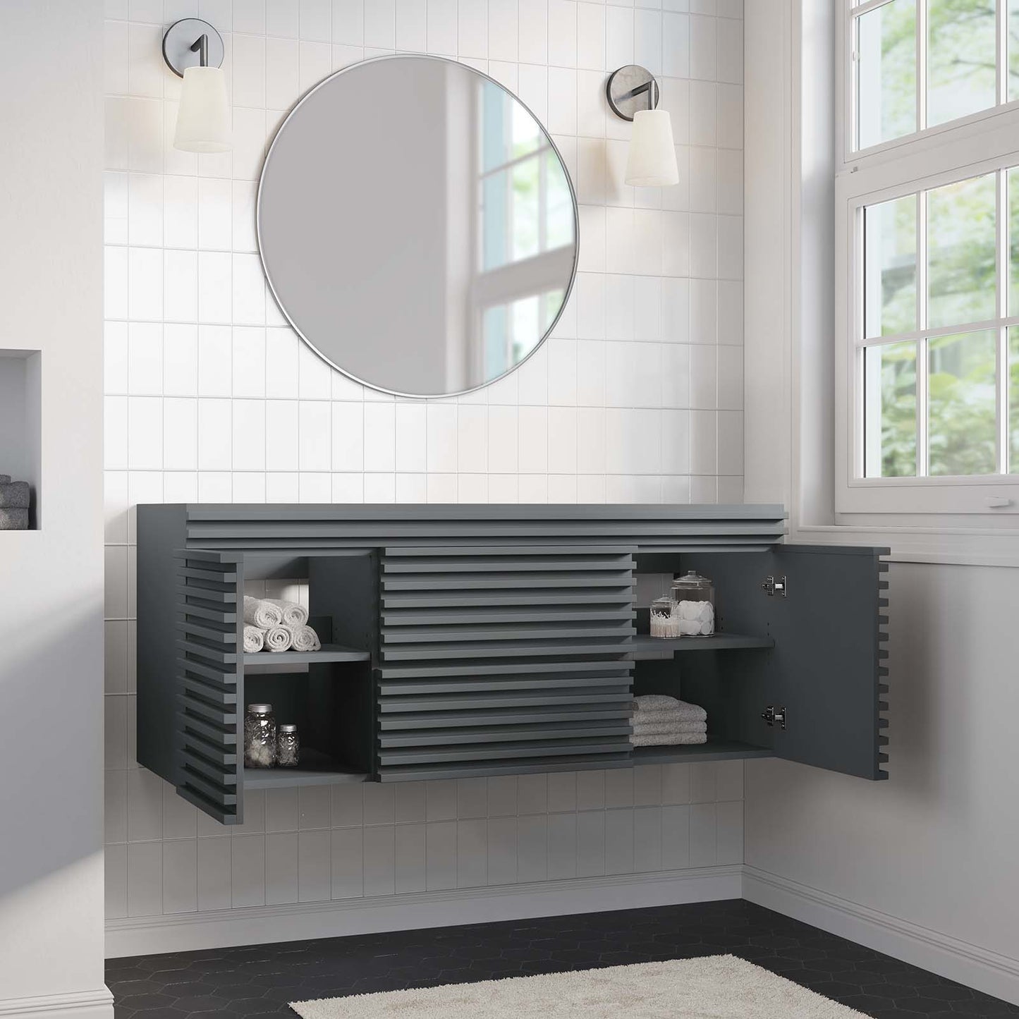 Render 48" Single Sink Compatible (Not Included) Bathroom Vanity Cabinet Gray EEI-5866-GRY
