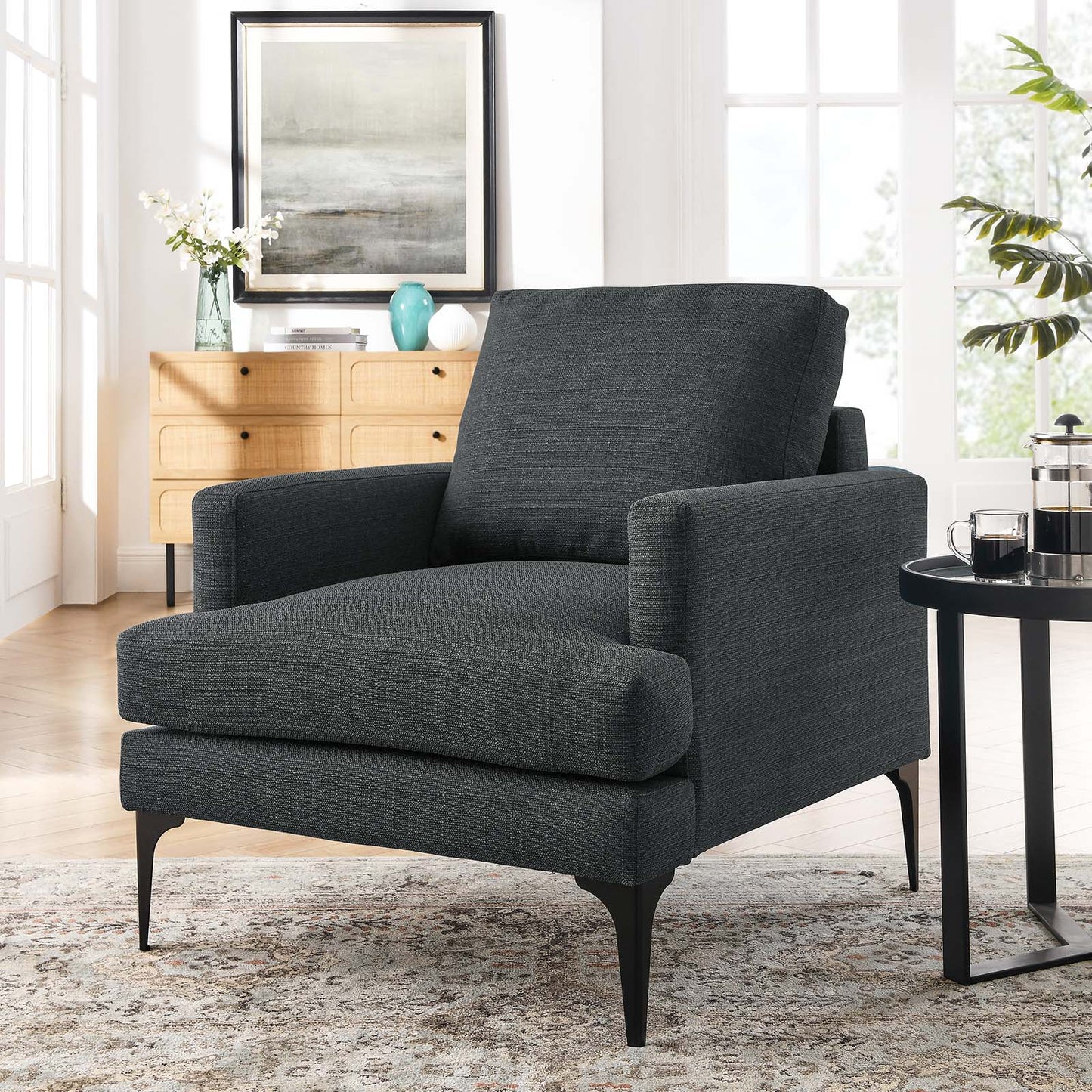 Evermore Upholstered Fabric Armchair Gray EEI-6003-DOR