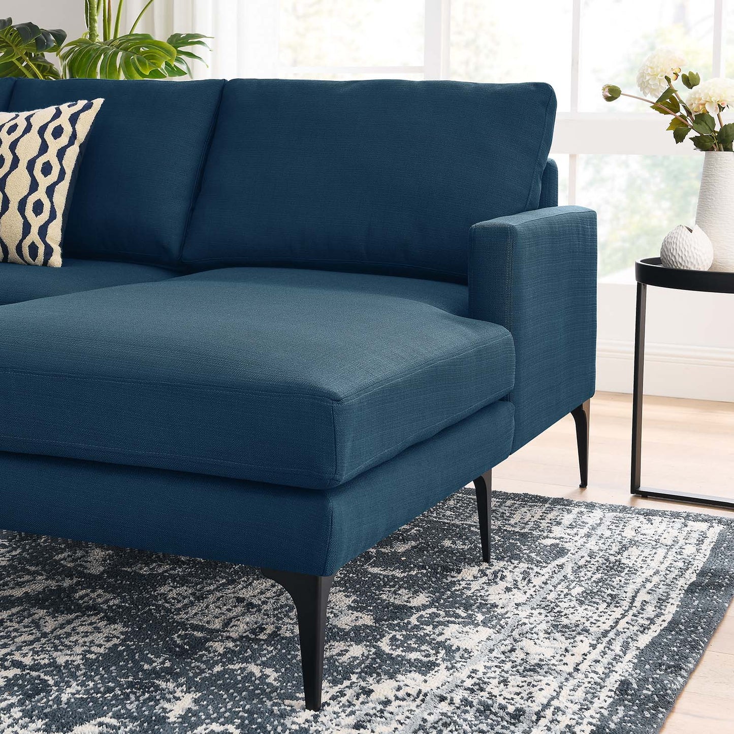 Evermore Right-Facing Upholstered Fabric Sectional Sofa Azure EEI-6012-AZU