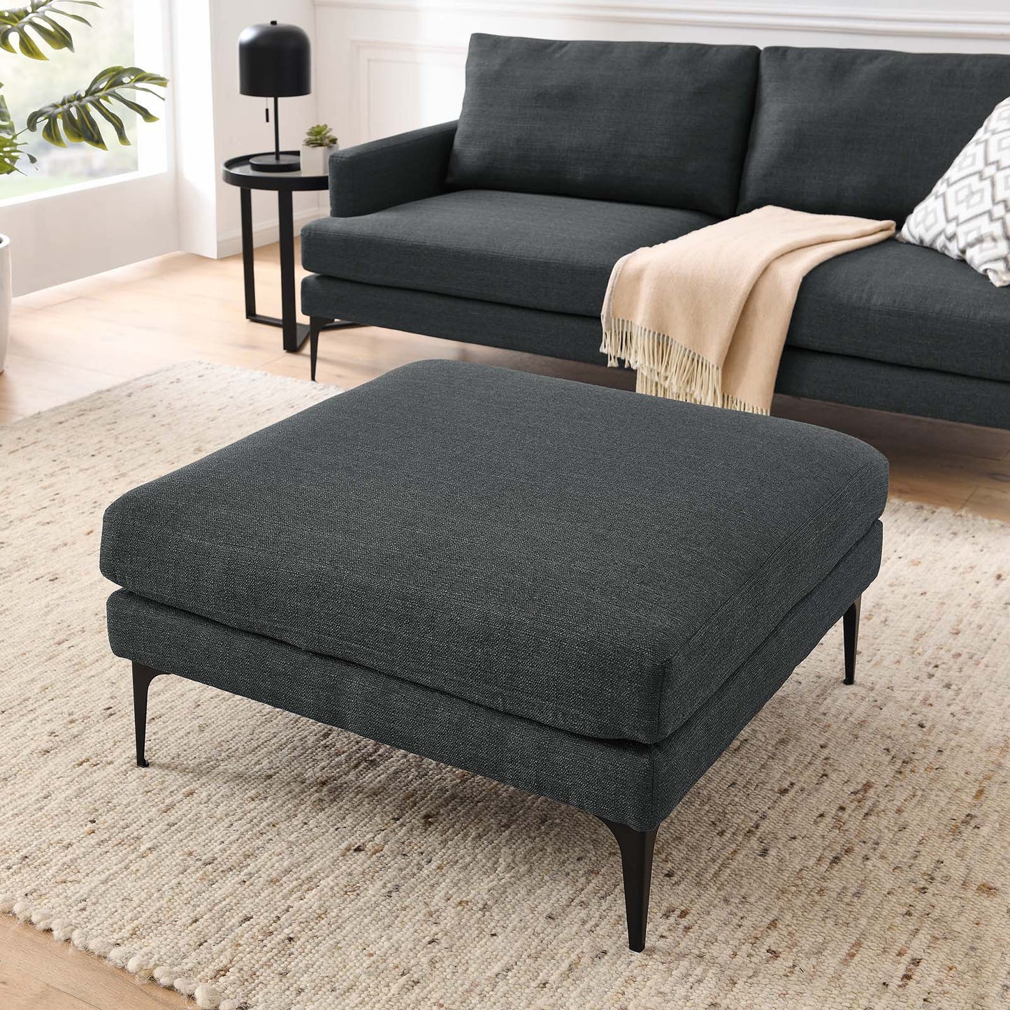 Evermore Upholstered Fabric Ottoman Gray EEI-6015-DOR