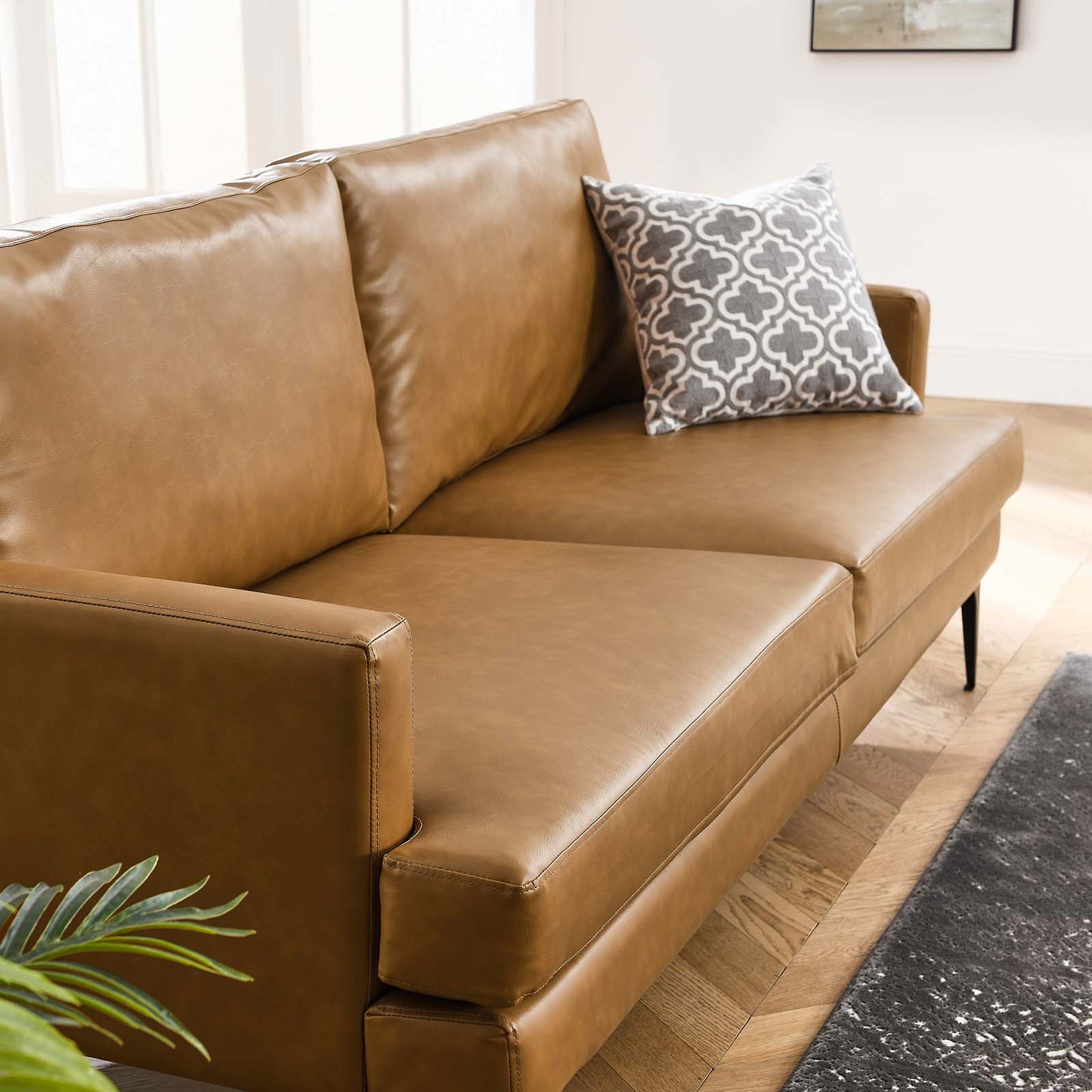 Evermore Vegan Leather Sofa Tan EEI-6049-TAN
