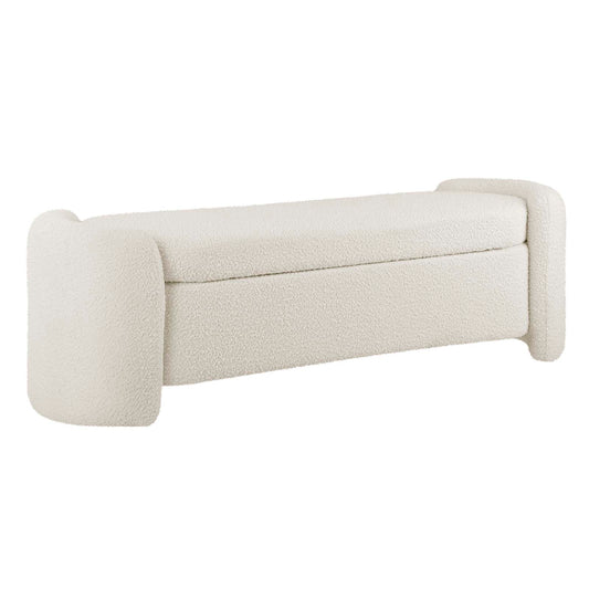 Nebula Boucle Upholstered Bench Ivory
