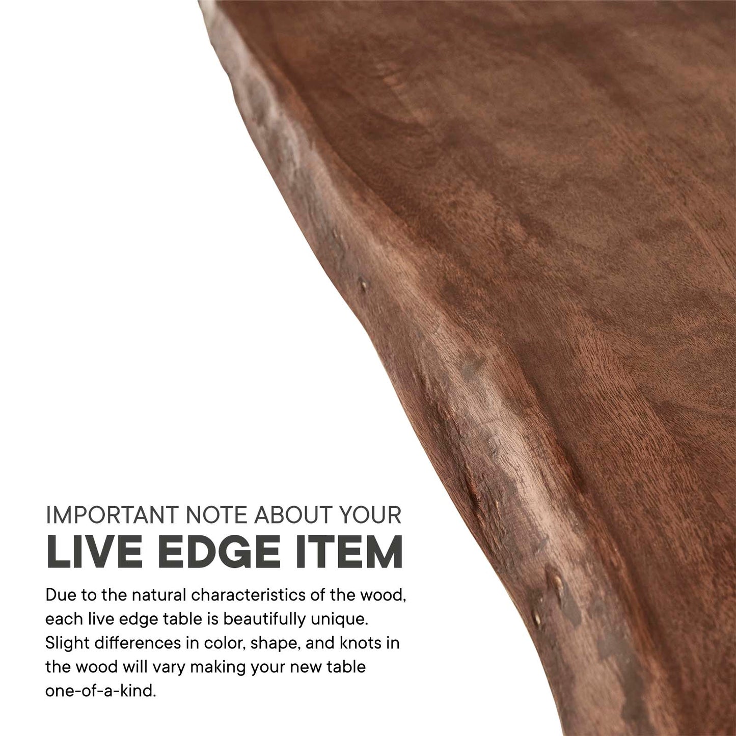 Ardor 60" Live Edge Acacia Wood Dining Table Gold Walnut EEI-6059-GLD-WAL