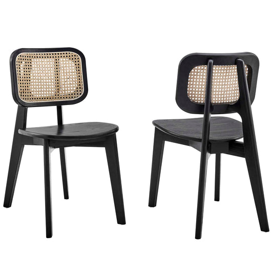 Habitat Wood Dining Side Chair Set of 2 Black EEI-6077-BLK