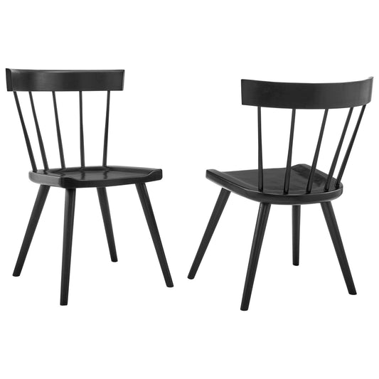 Sutter Wood Dining Side Chair Set of 2 Black EEI-6082-BLK