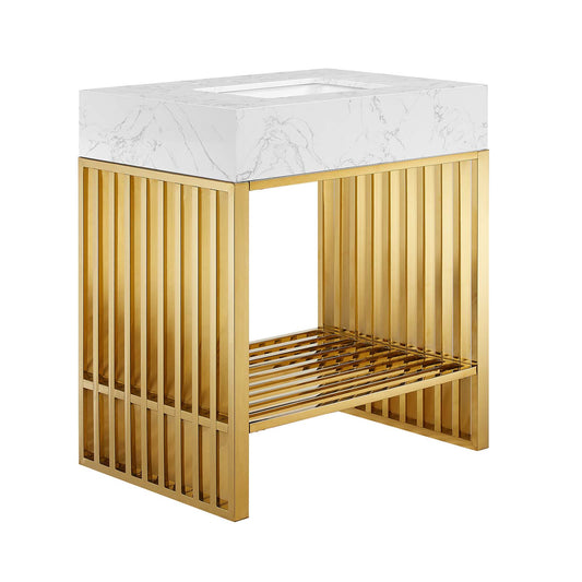 Gridiron 30" Bathroom Vanity White Gold