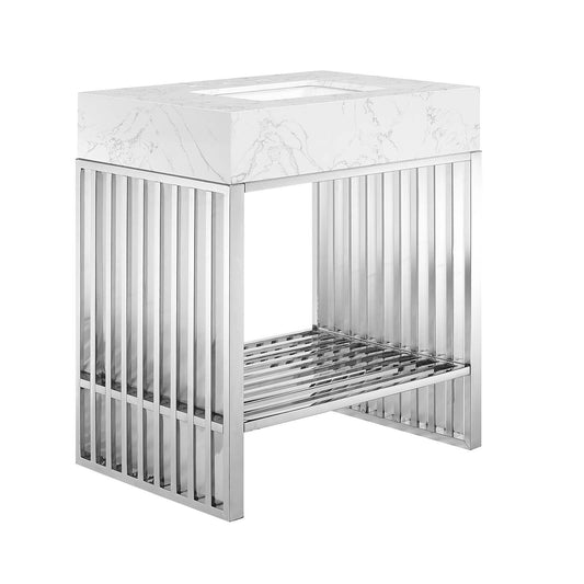 Gridiron 30" Bathroom Vanity White Silver