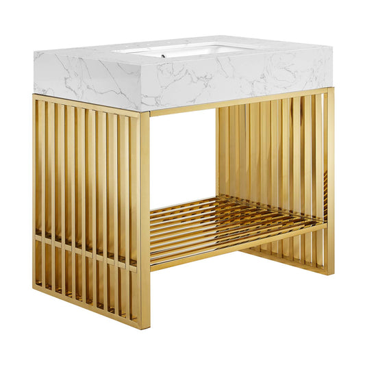 Gridiron 36" Bathroom Vanity White Gold