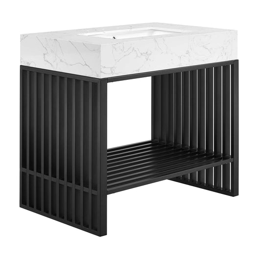 Gridiron 36" Bathroom Vanity White Black