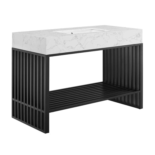 Gridiron 48" Bathroom Vanity White Black