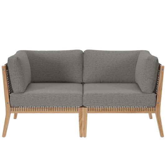 Clearwater Outdoor Patio Teak Wood Loveseat Gray Graphite