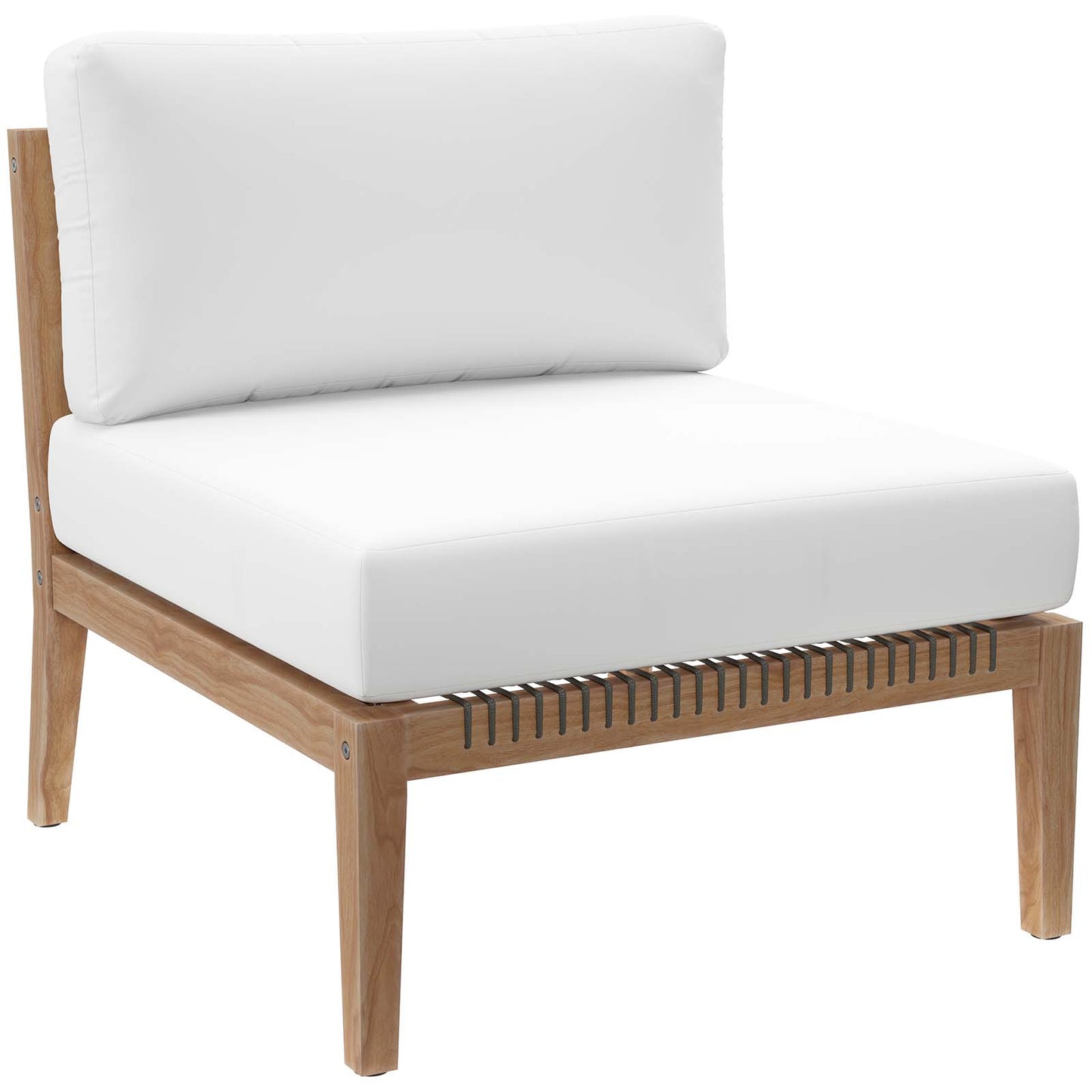 Clearwater Outdoor Patio Teak Wood Sofa Gray White EEI-6120-GRY-WHI