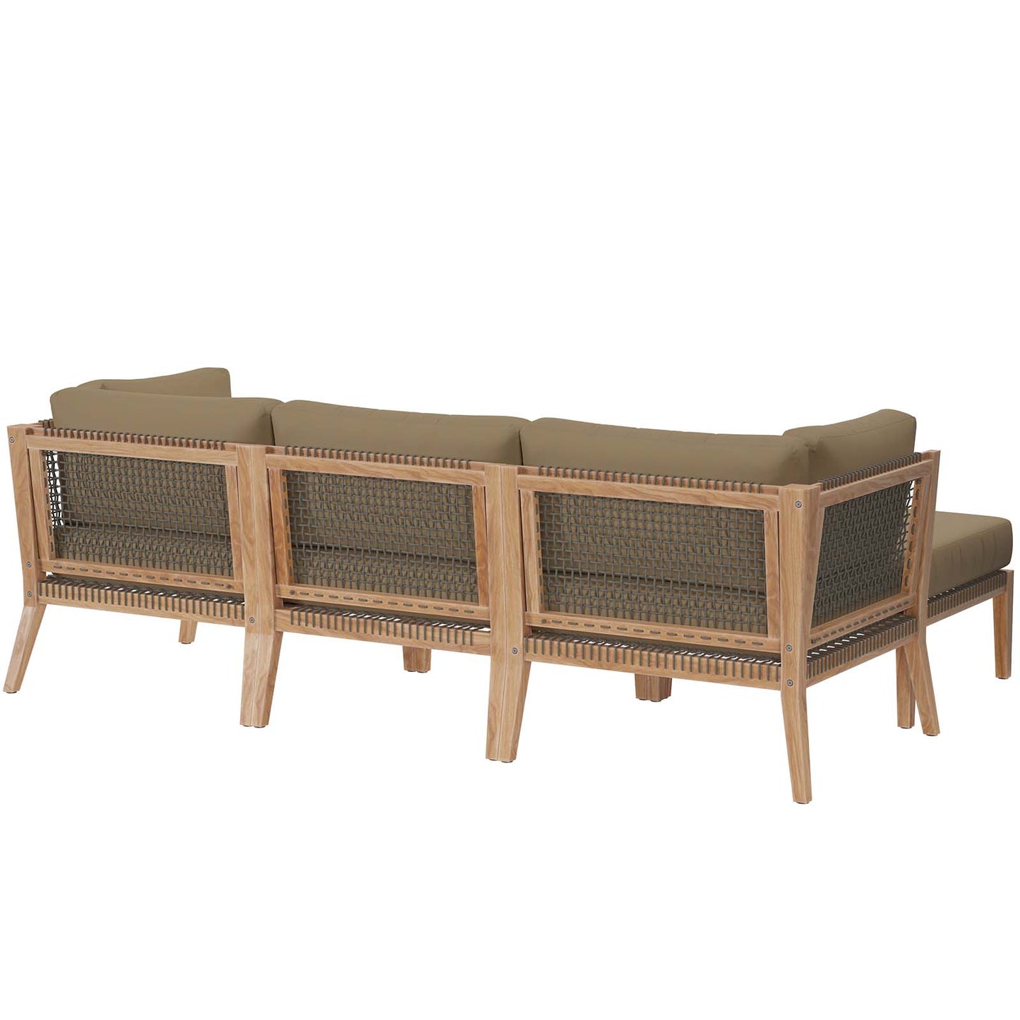 Clearwater Outdoor Patio Teak Wood 4-Piece Sectional Sofa Gray Light Brown EEI-6121-GRY-LBR