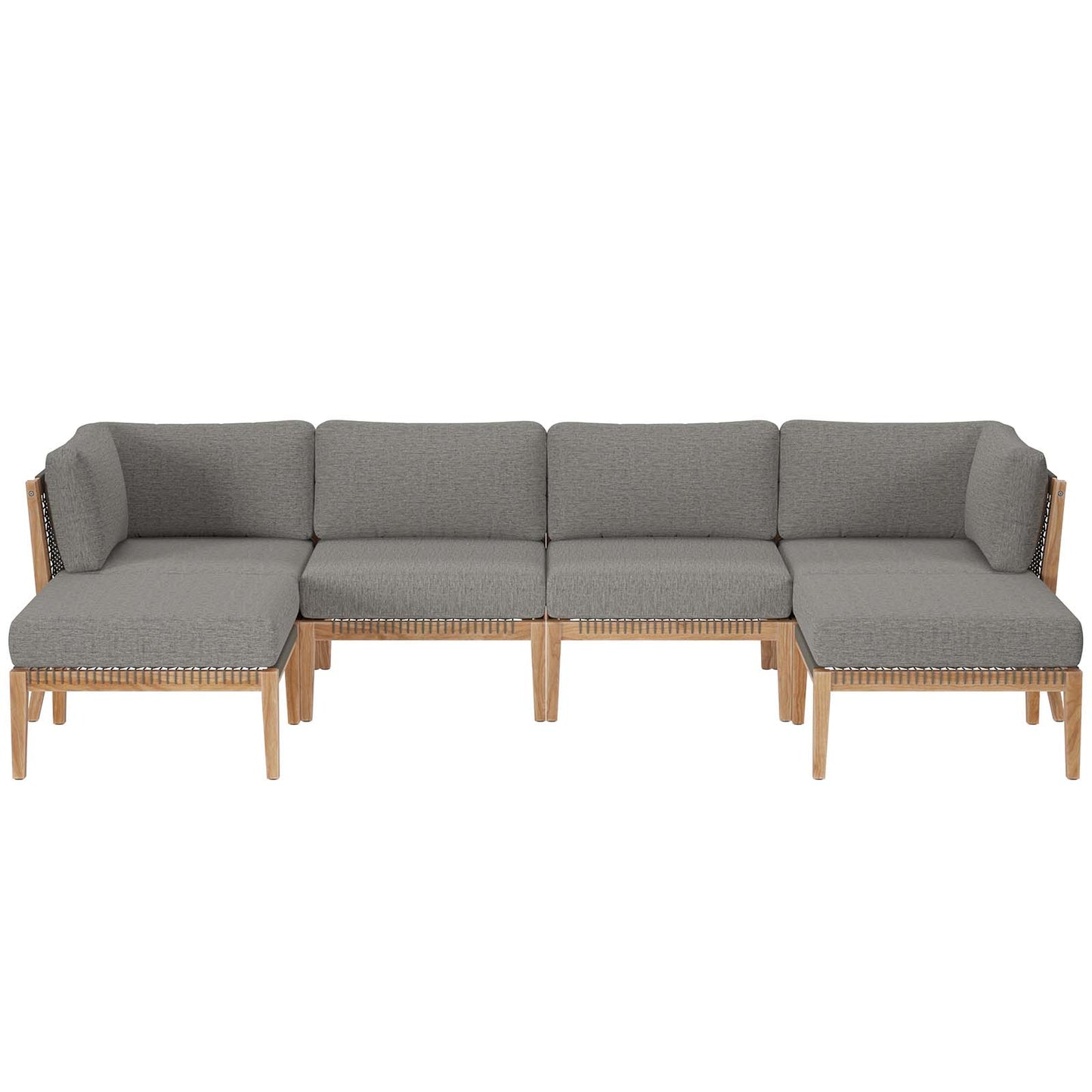 Clearwater Outdoor Patio Teak Wood 6-Piece Sectional Sofa Gray Graphite EEI-6122-GRY-GPH
