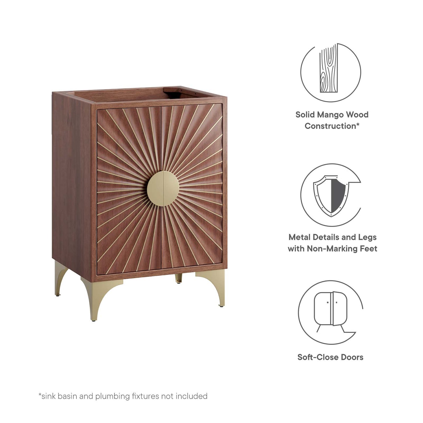 Daylight 24" Bathroom Vanity Cabinet Walnut