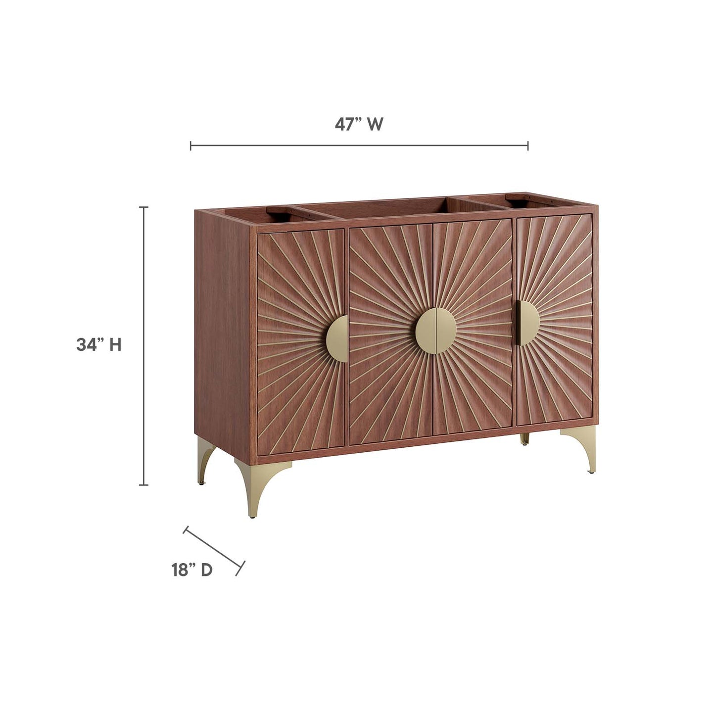 Daylight 48" Single Sink Compatible (Not Included) Bathroom Vanity Cabinet Walnut