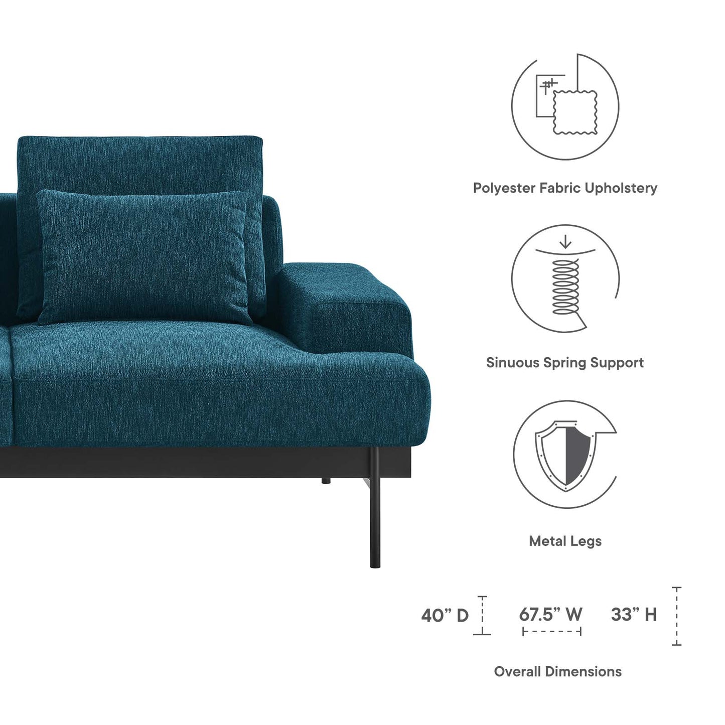 Proximity Upholstered Fabric Loveseat Azure EEI-6215-AZU