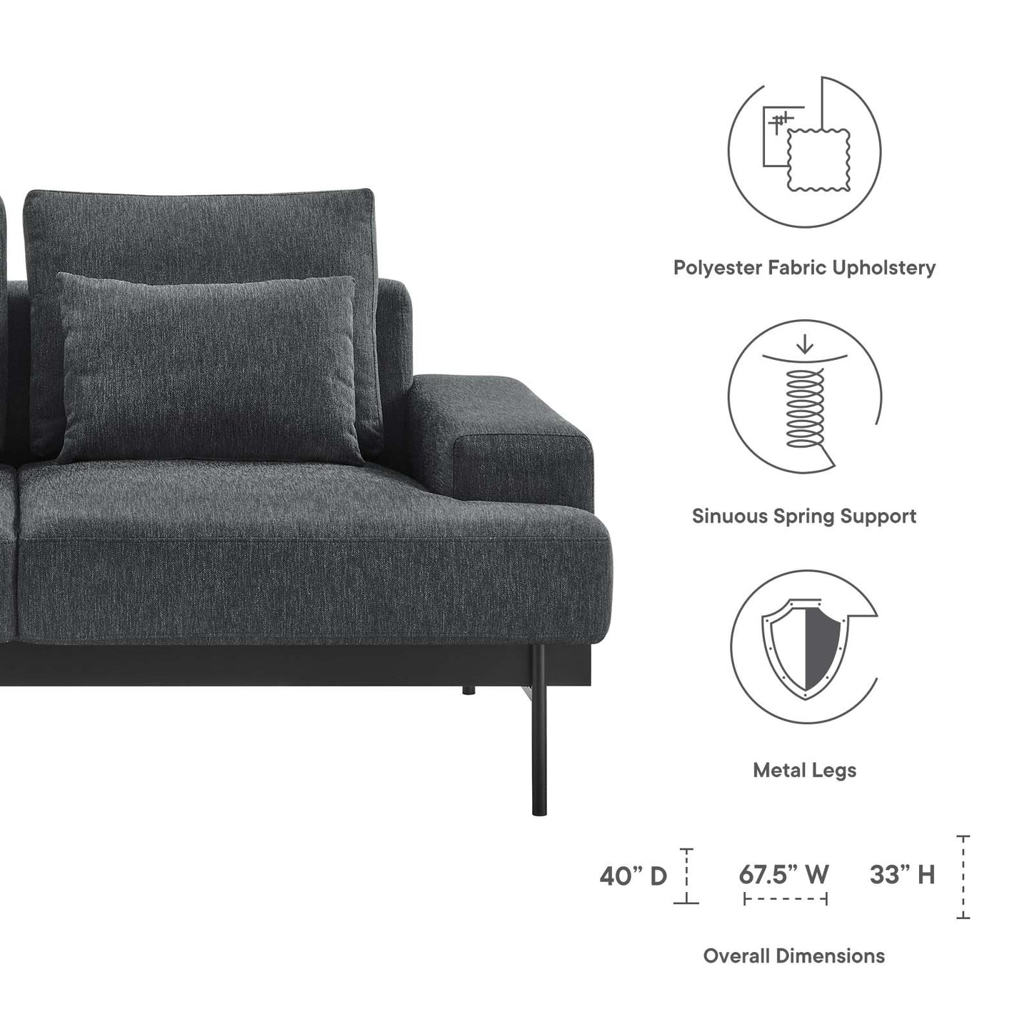 Proximity Upholstered Fabric Loveseat Charcoal EEI-6215-CHA