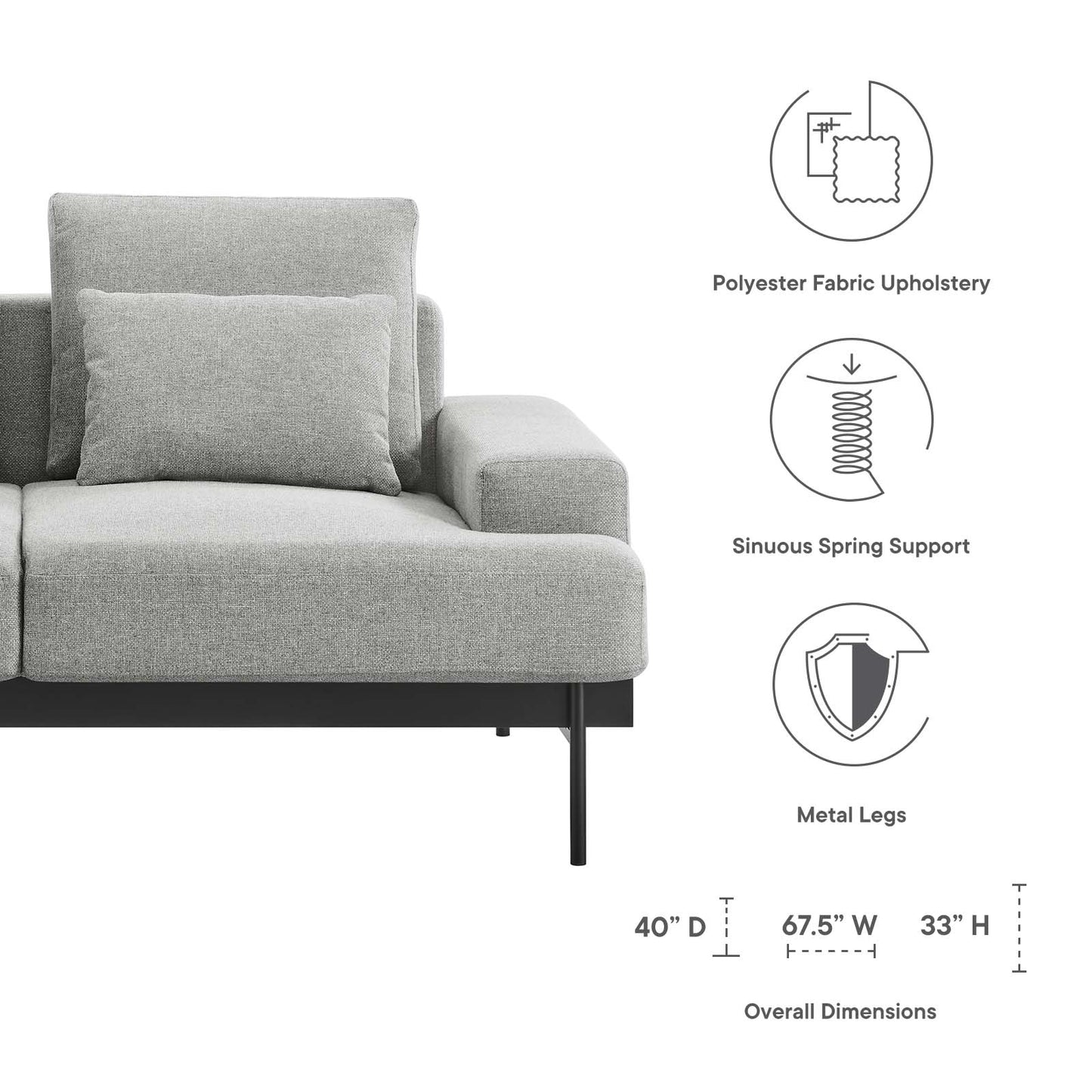 Proximity Upholstered Fabric Loveseat Light Gray EEI-6215-LGR