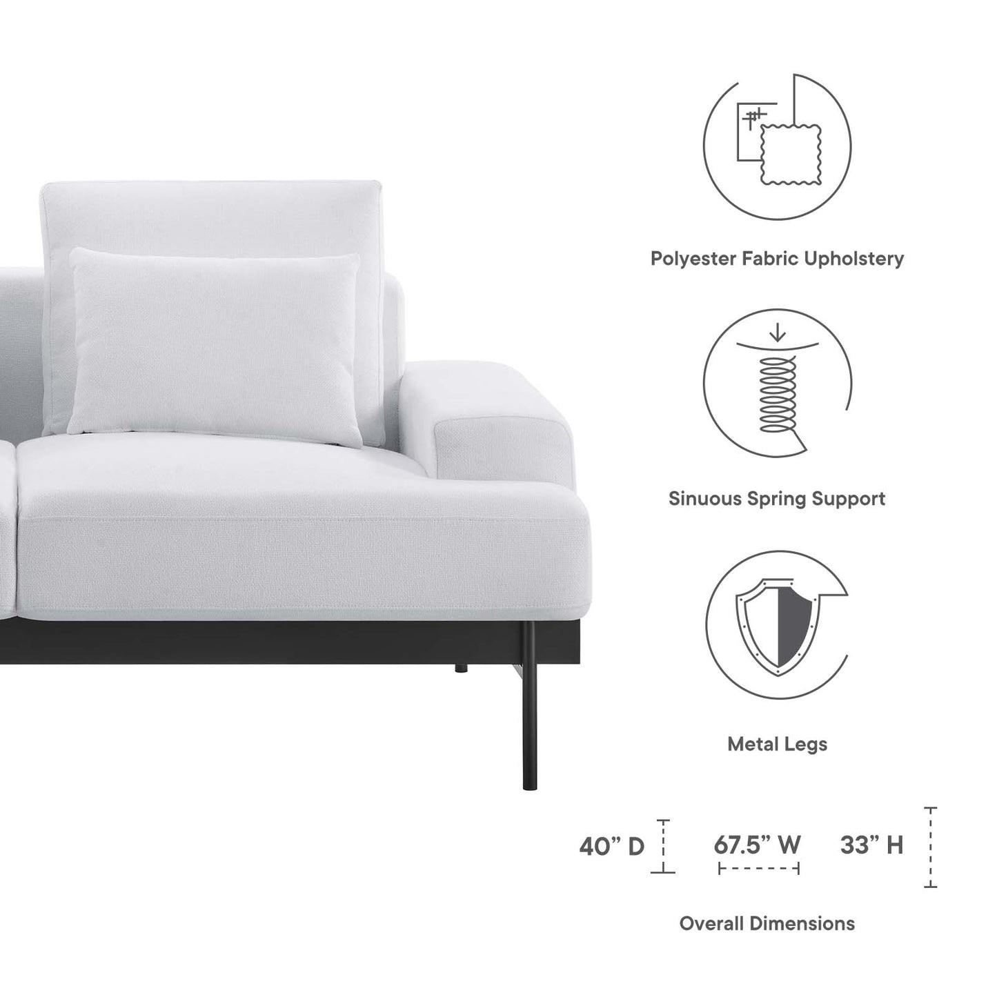 Proximity Upholstered Fabric Loveseat White EEI-6215-WHI