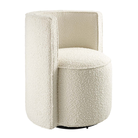 Della Boucle Fabric Swivel Chair Ivory
