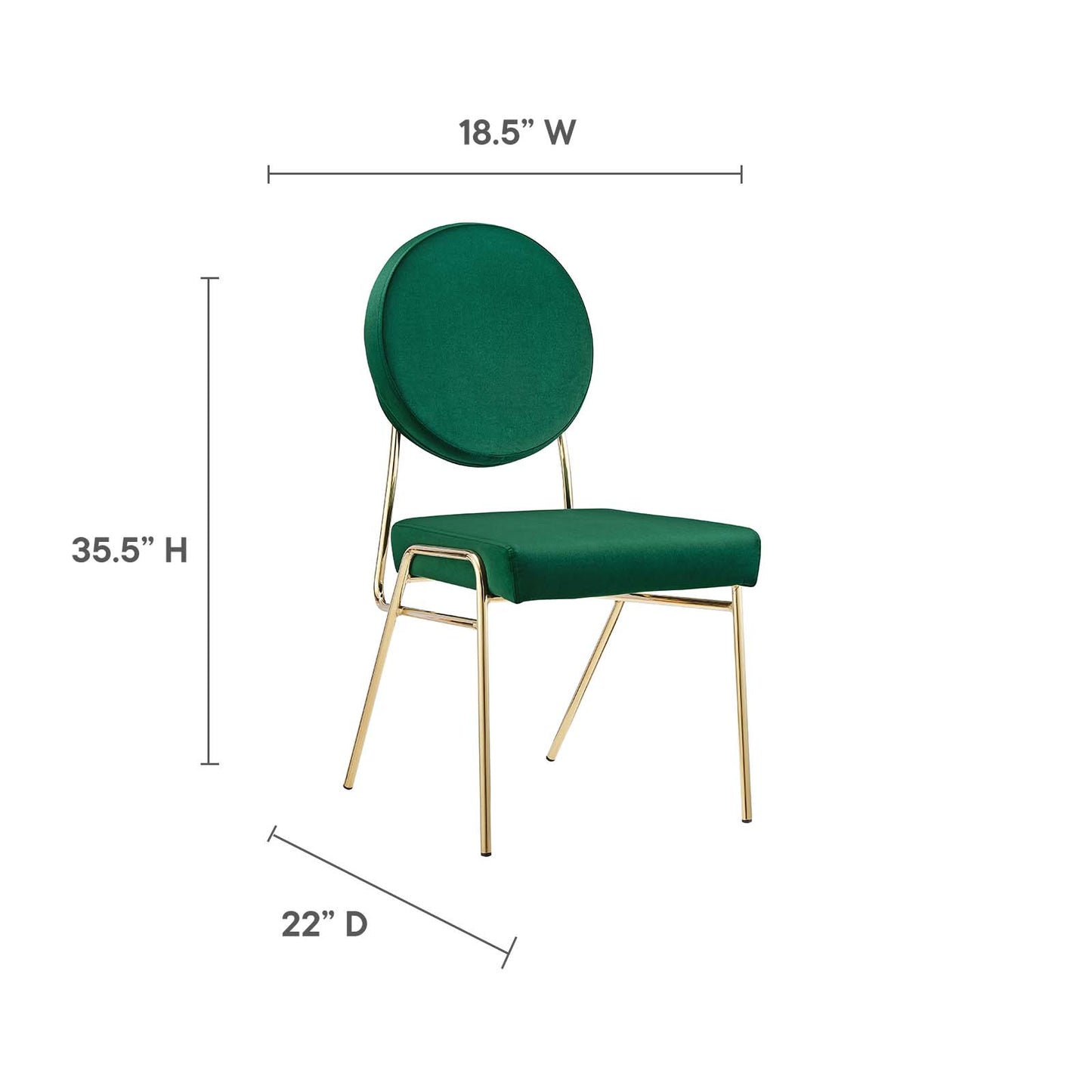 Craft Performance Velvet Dining Side Chair Gold Green EEI-6252-GLD-GRN