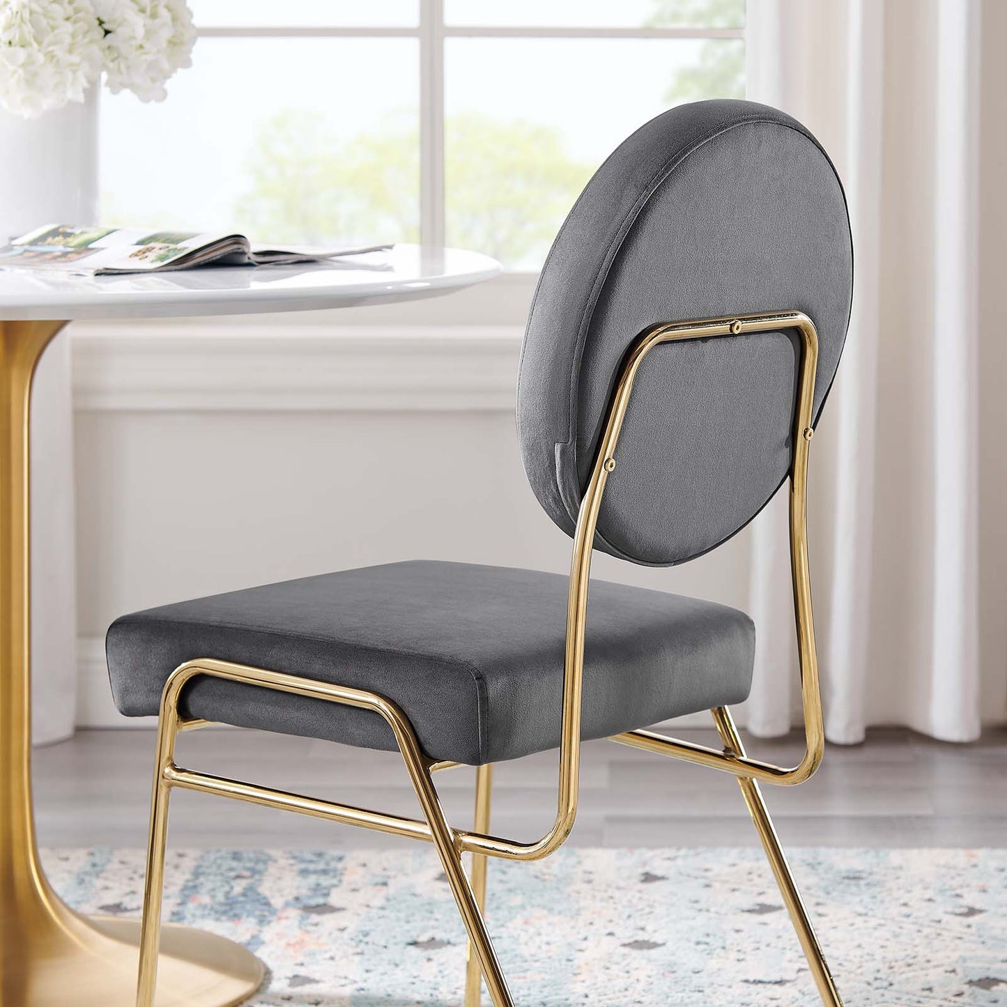 Craft Performance Velvet Dining Side Chair Gold Gray EEI-6252-GLD-GRY