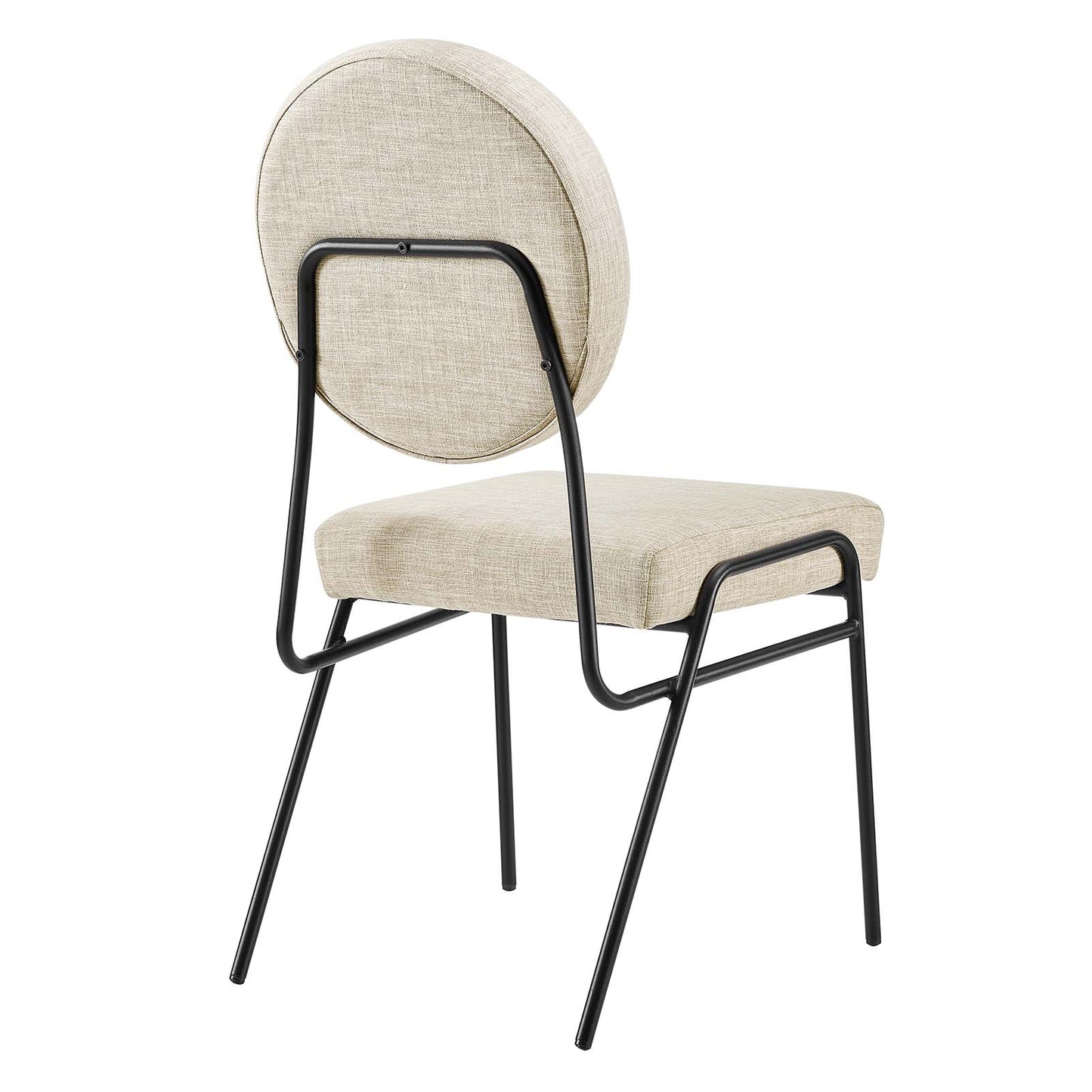 Craft Upholstered Fabric Dining Side Chairs Black Beige EEI-6253-BLK-BEI