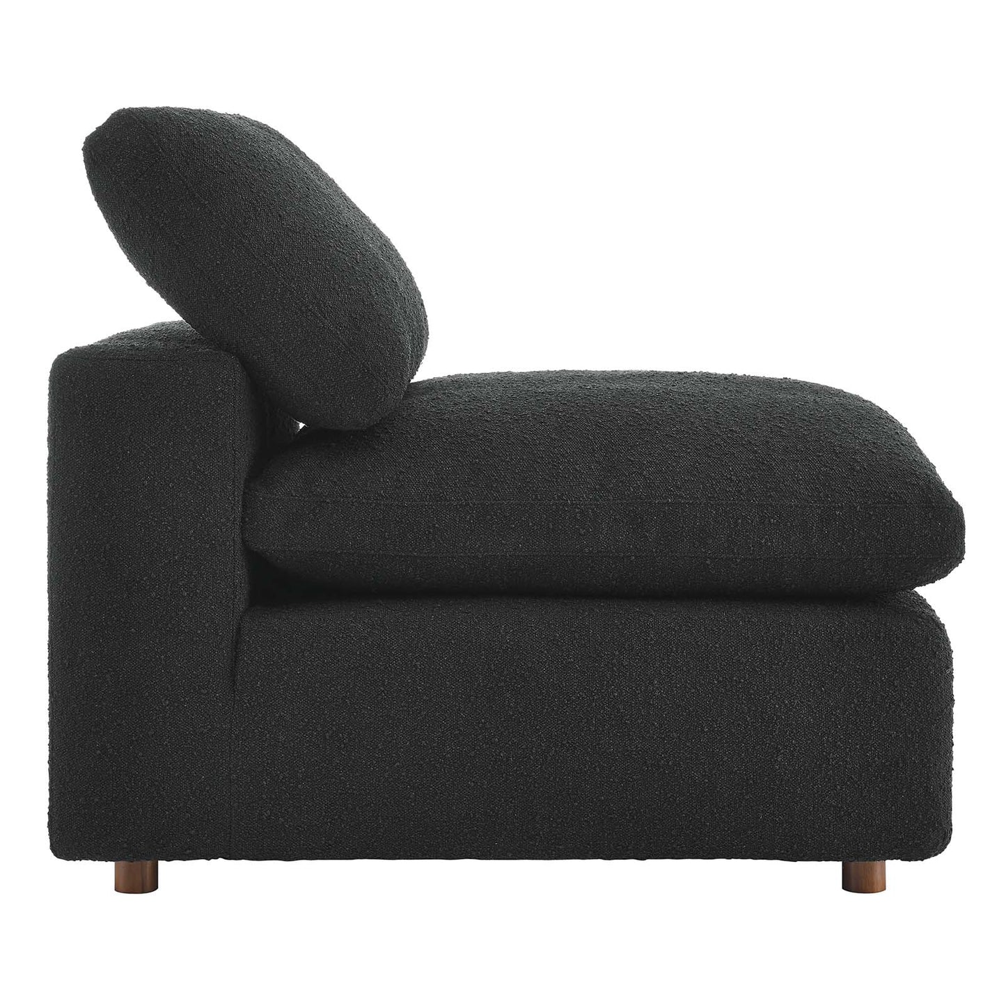 Commix Down Filled Overstuffed Boucle Fabric Armless Chair Black EEI-6257-BLK