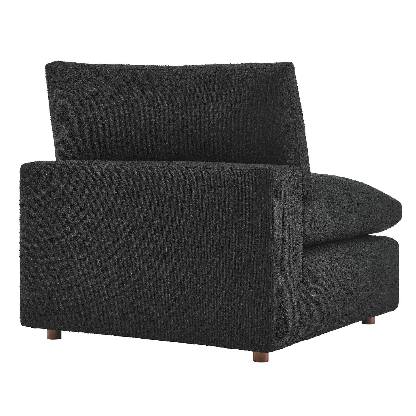 Commix Down Filled Overstuffed Boucle Fabric Armless Chair Black EEI-6257-BLK