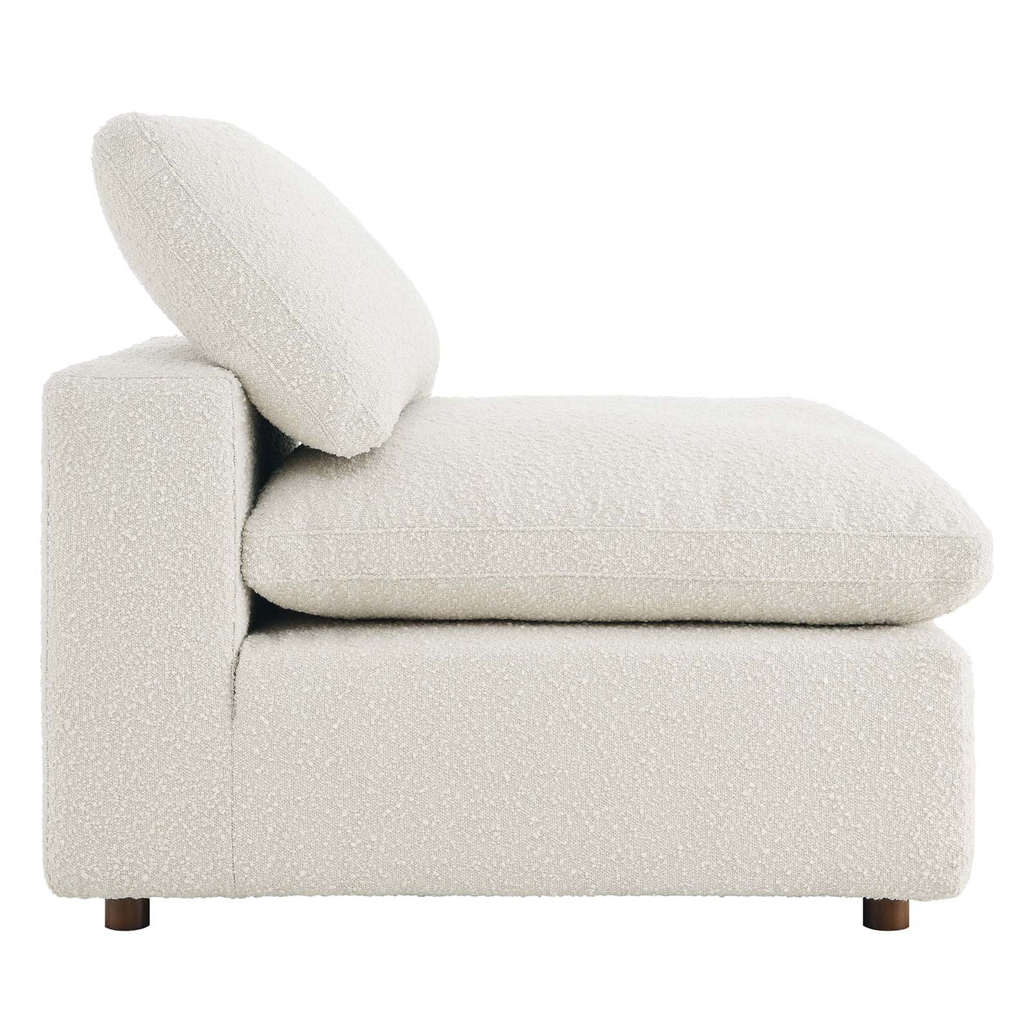 Commix Down Filled Overstuffed Boucle Fabric Armless Chair Ivory EEI-6257-IVO