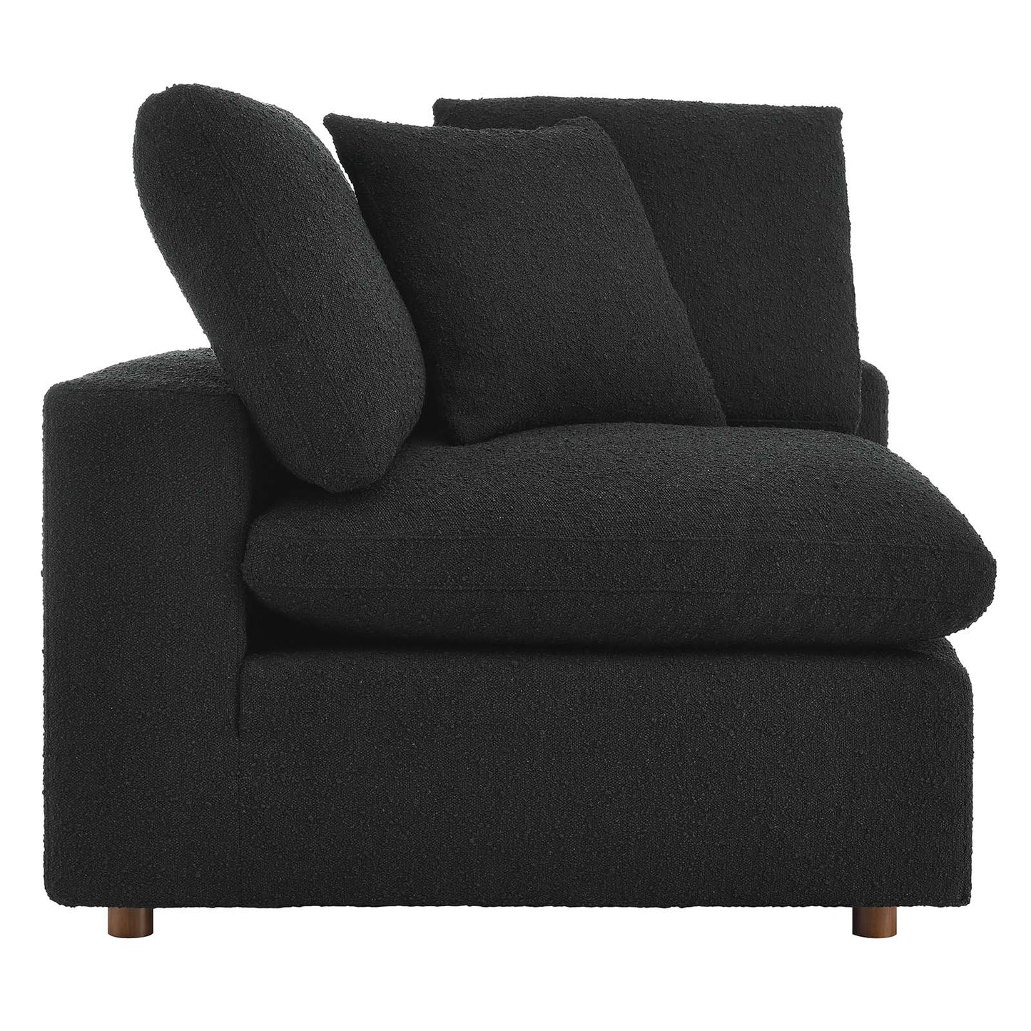 Commix Down Filled Overstuffed Boucle Fabric Corner Chair Black EEI-6259-BLK
