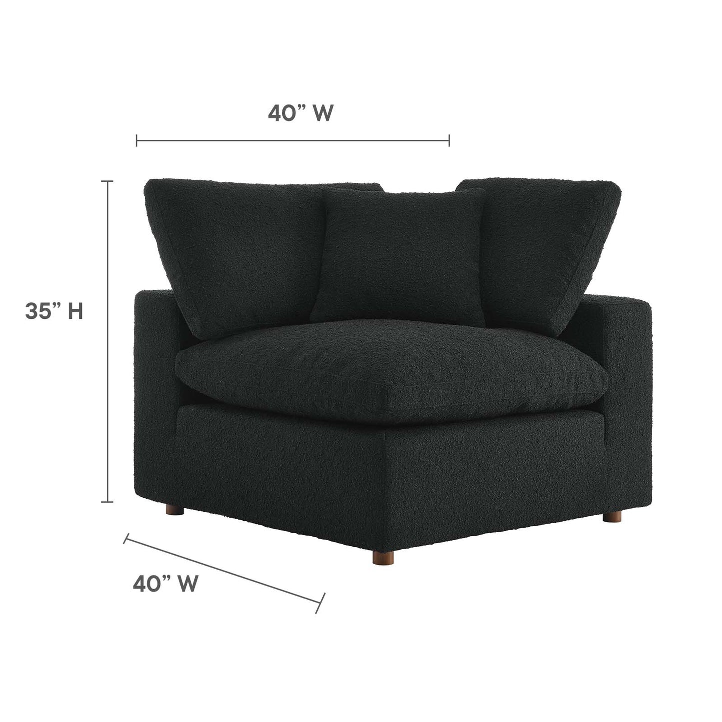 Commix Down Filled Overstuffed Boucle Fabric Corner Chair Black EEI-6259-BLK