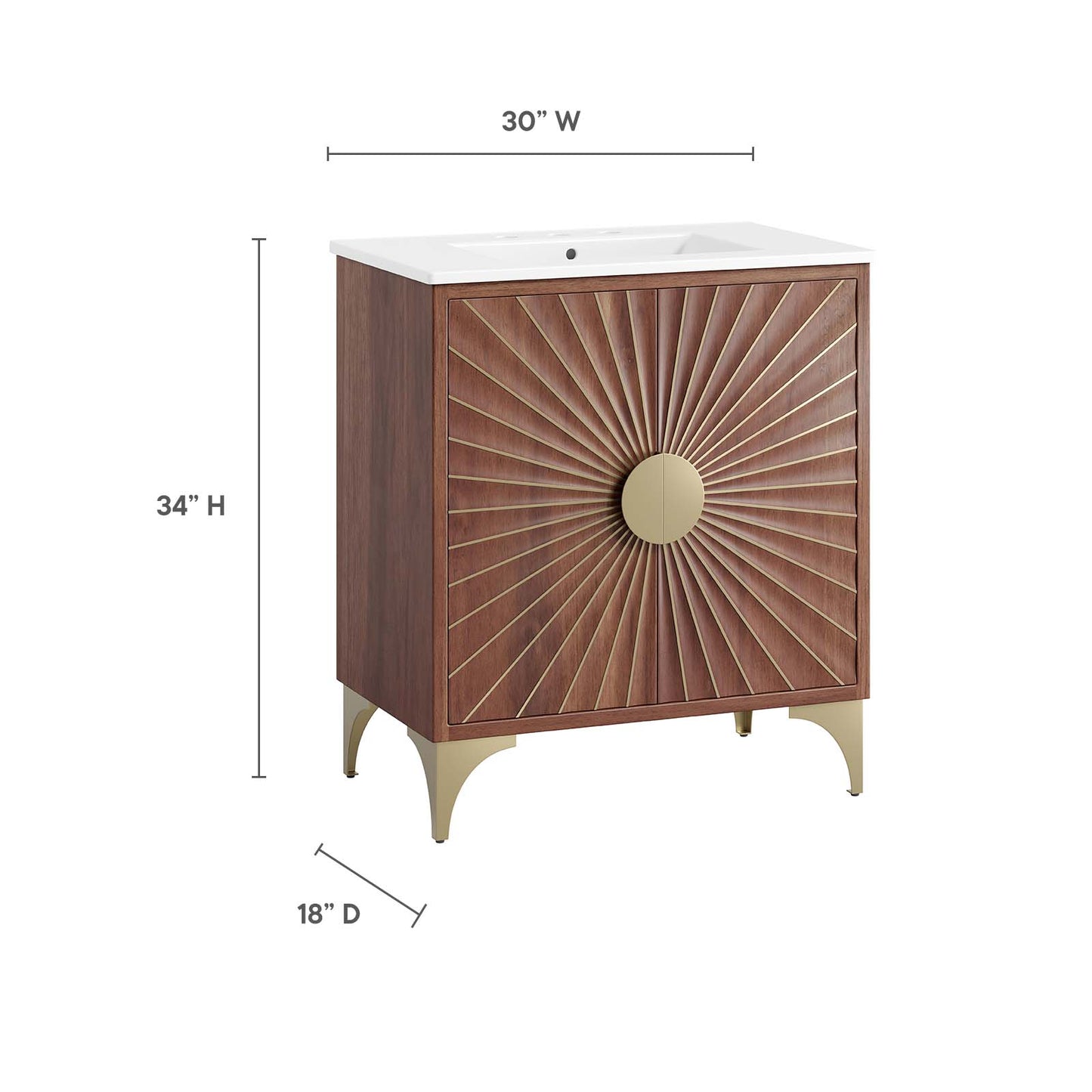 Daylight 30" Bathroom Vanity White Walnut
