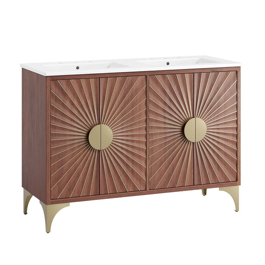 Daylight 48" Double Sink Bathroom Vanity White Walnut