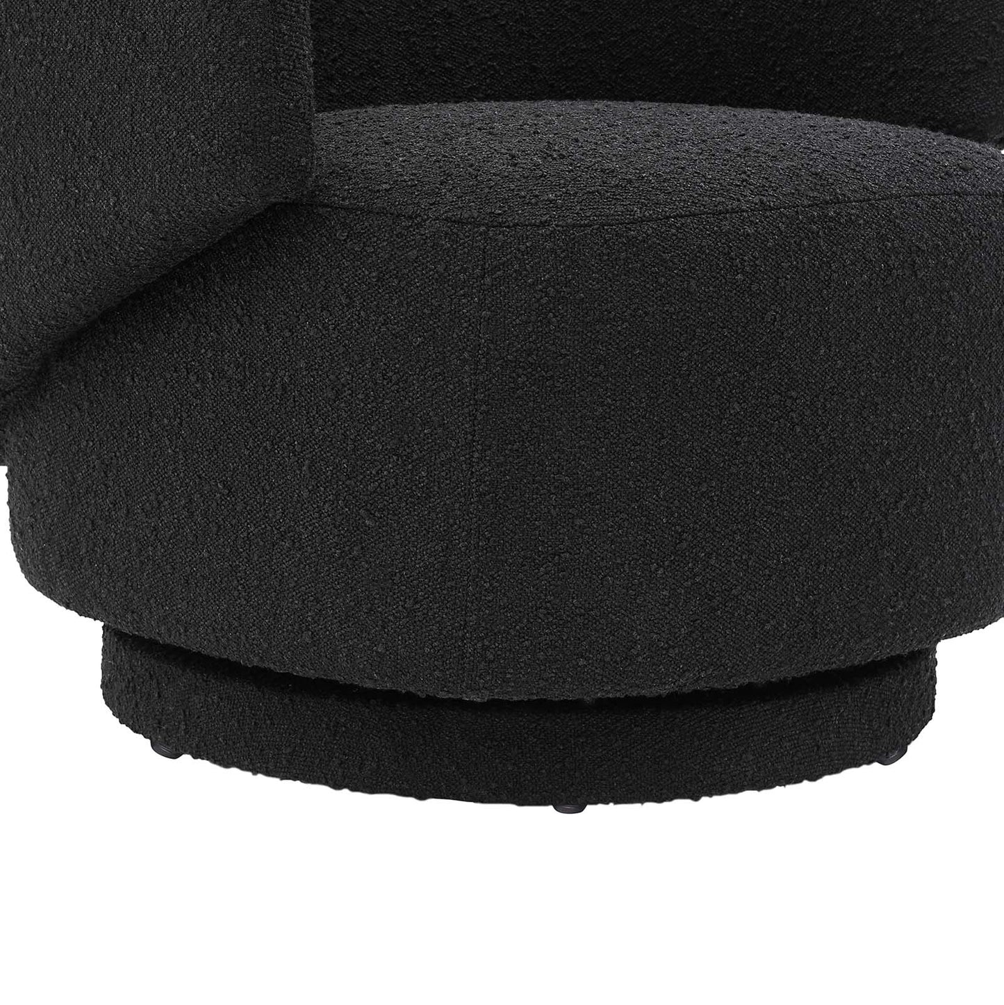 Celestia Boucle Fabric Fabric and Wood Swivel Chair Black EEI-6357-BLK