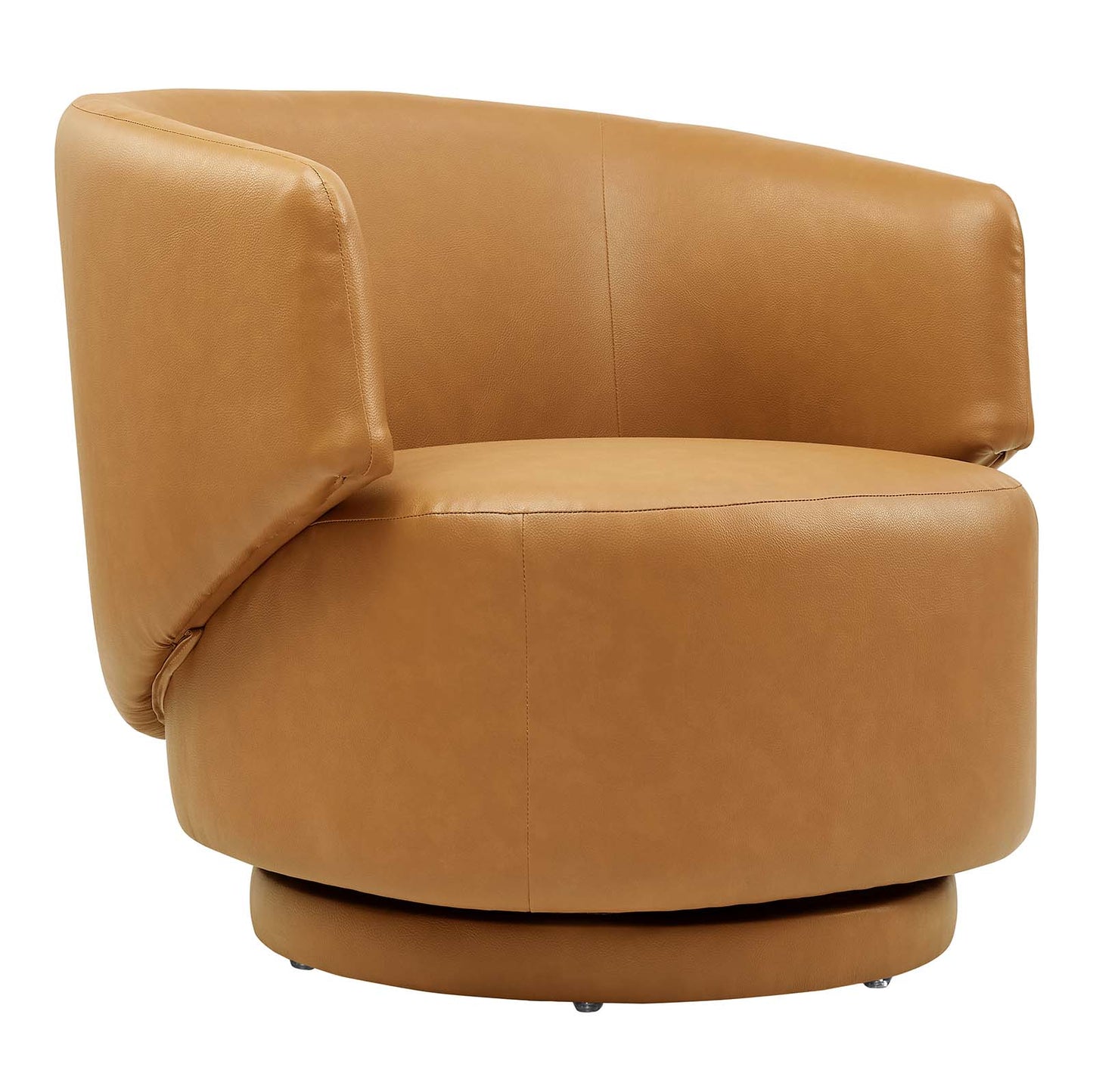 Celestia Vegan Leather Fabric and Wood Swivel Chair Tan EEI-6358-TAN