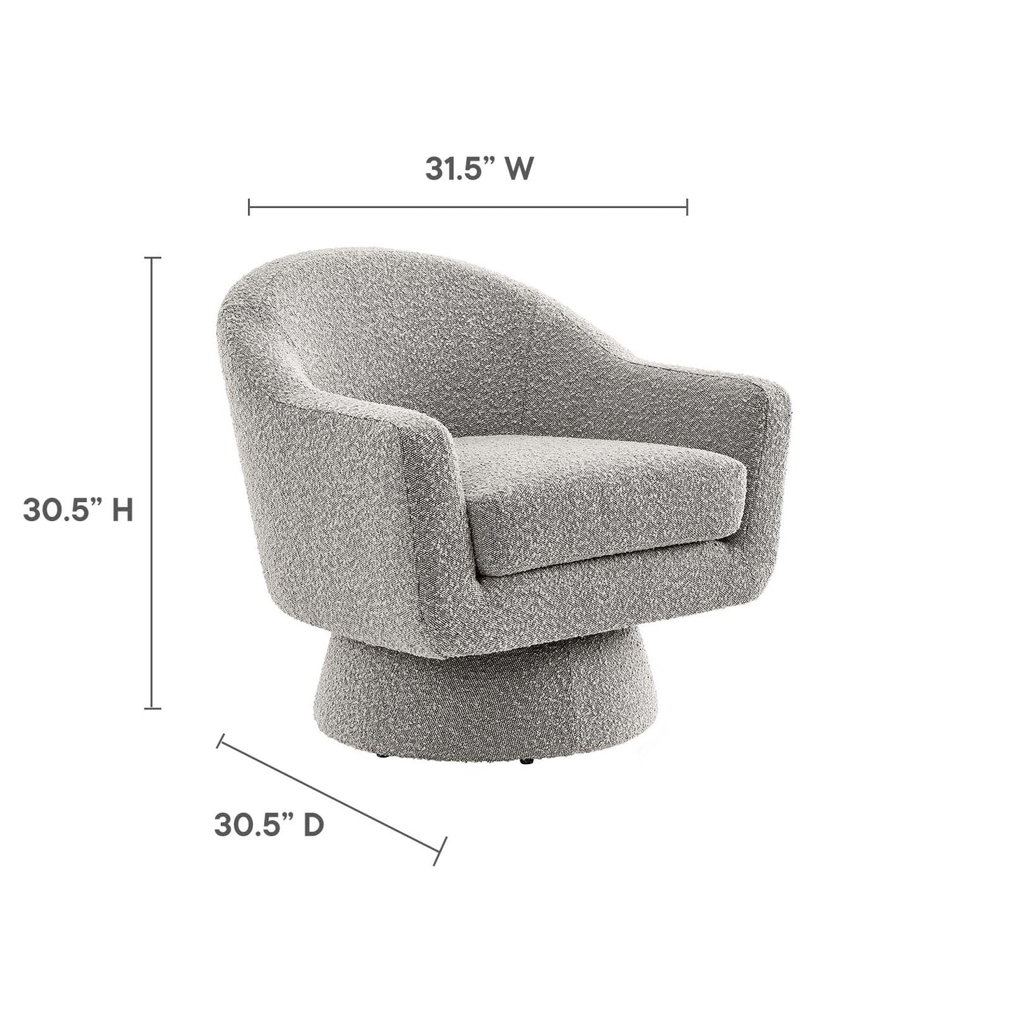 Astral Boucle Fabric Boucle Fabric Swivel Chair Taupe EEI-6359-TAU