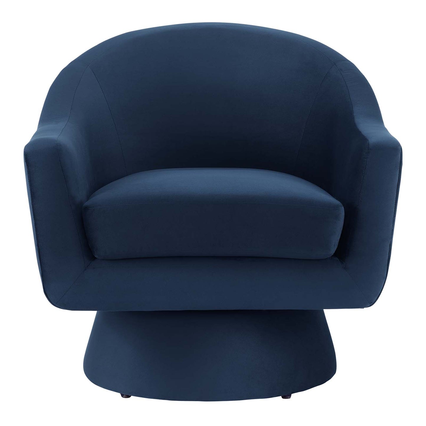 Astral Performance Velvet Fabric and Wood Swivel Chair Midnight Blue EEI-6360-MID