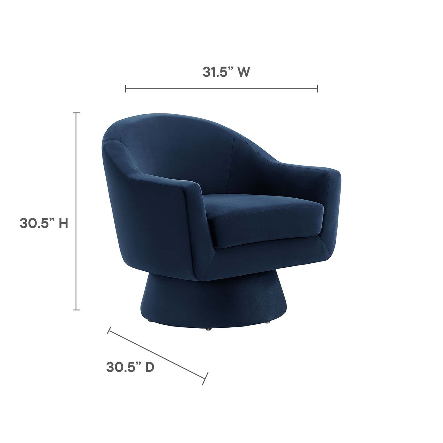 Astral Performance Velvet Fabric and Wood Swivel Chair Midnight Blue EEI-6360-MID