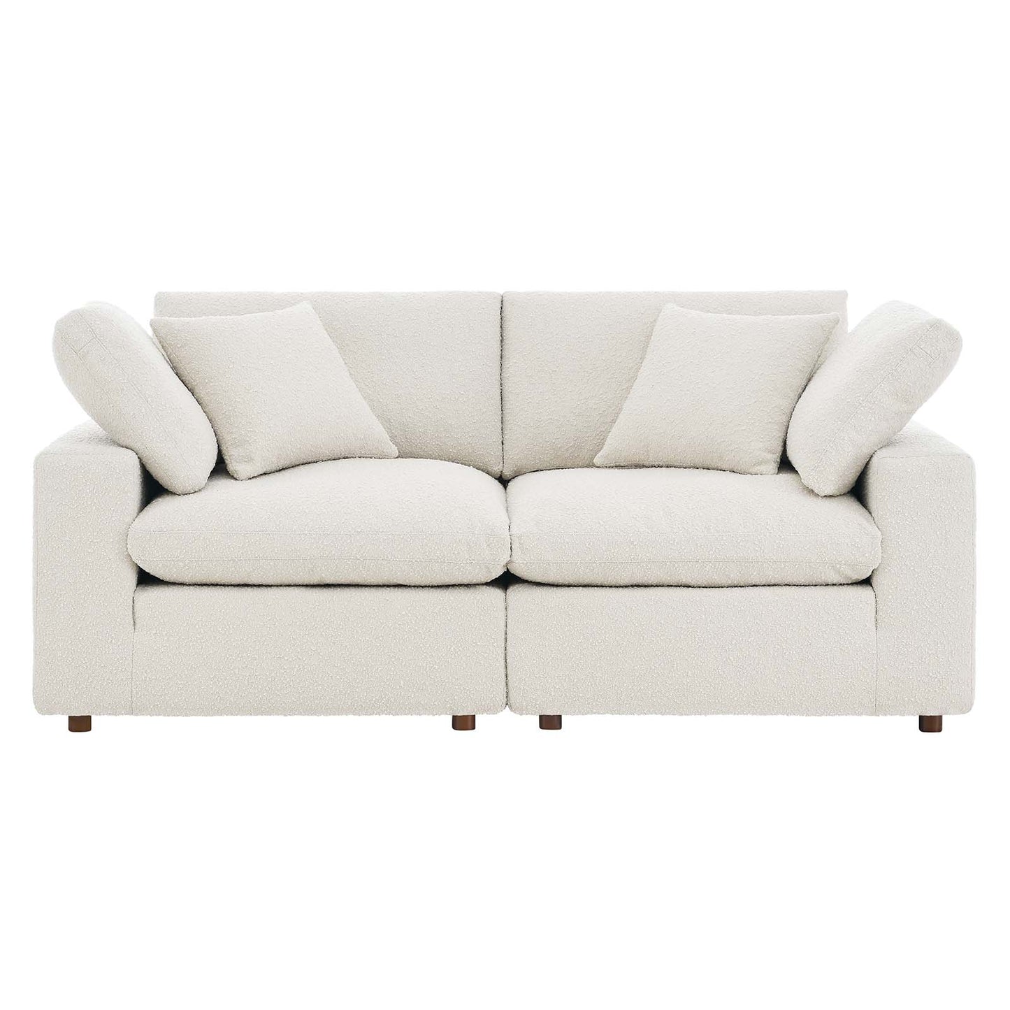 Commix Down Filled Overstuffed Boucle Fabric Loveseat Ivory EEI-6361-IVO