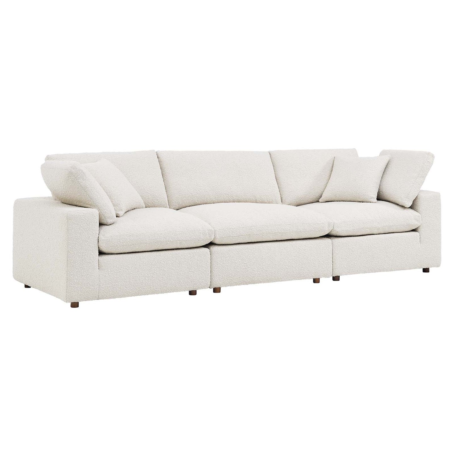 Commix Down Filled Overstuffed Boucle Fabric 3-Seater Sofa Ivory EEI-6362-IVO