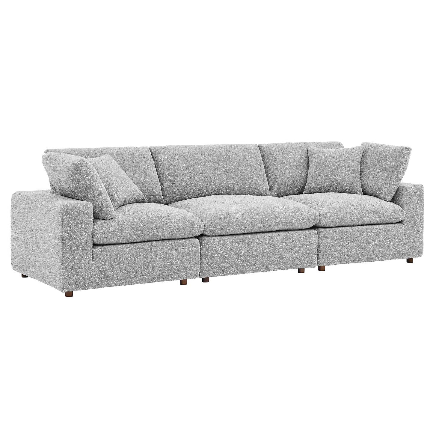 Commix Down Filled Overstuffed Boucle Fabric 3-Seater Sofa Light Gray EEI-6362-LGR