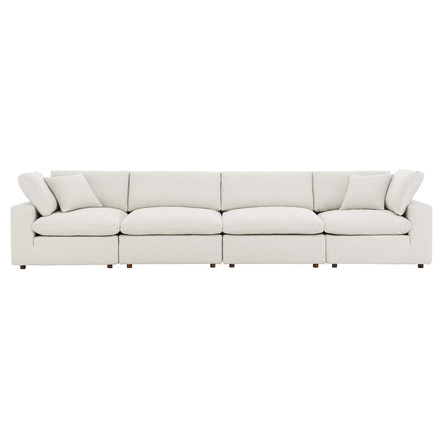 Commix Down Filled Overstuffed Boucle Fabric 4-Seater Sofa Ivory EEI-6364-IVO