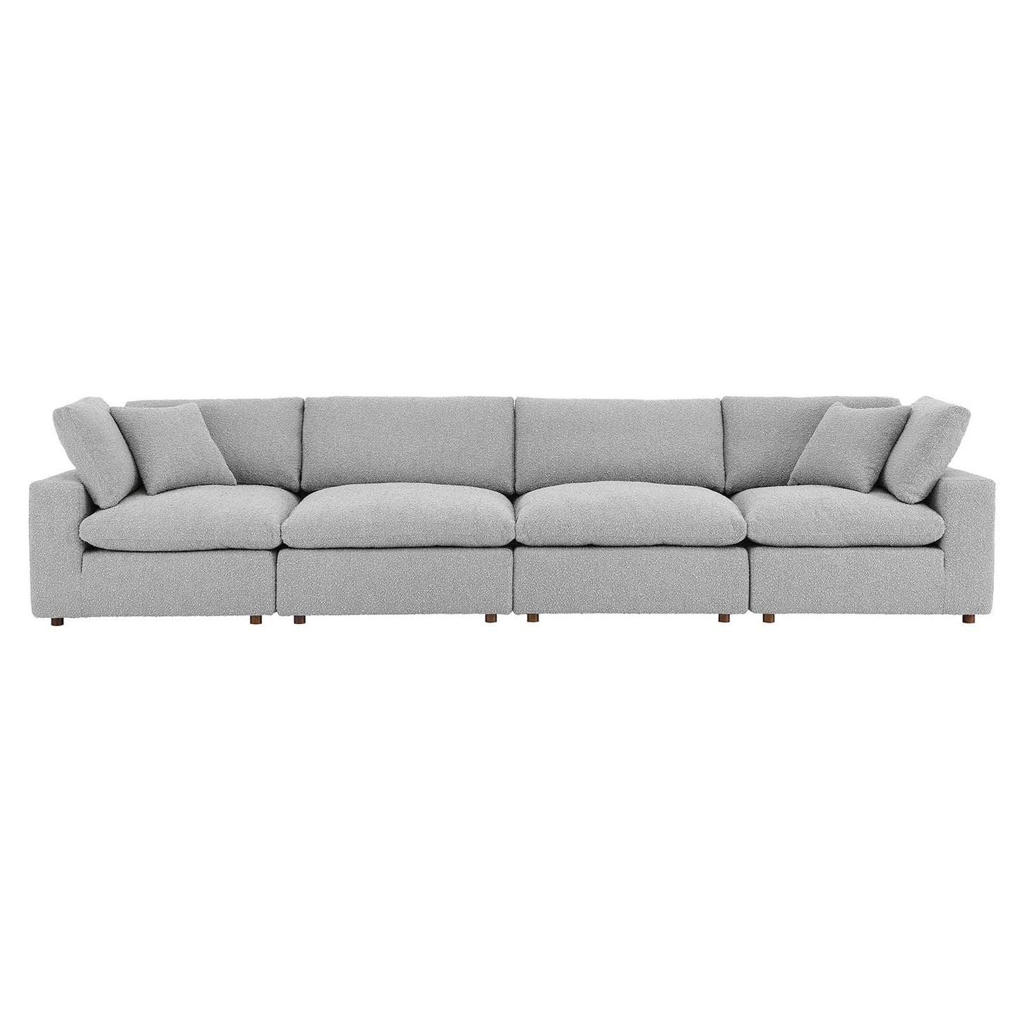 Commix Down Filled Overstuffed Boucle Fabric 4-Seater Sofa Light Gray EEI-6364-LGR