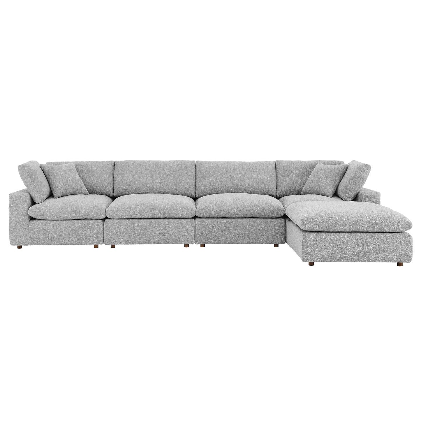 Commix Down Filled Overstuffed Boucle Fabric 5-Piece Sectional Sofa Light Gray EEI-6365-LGR