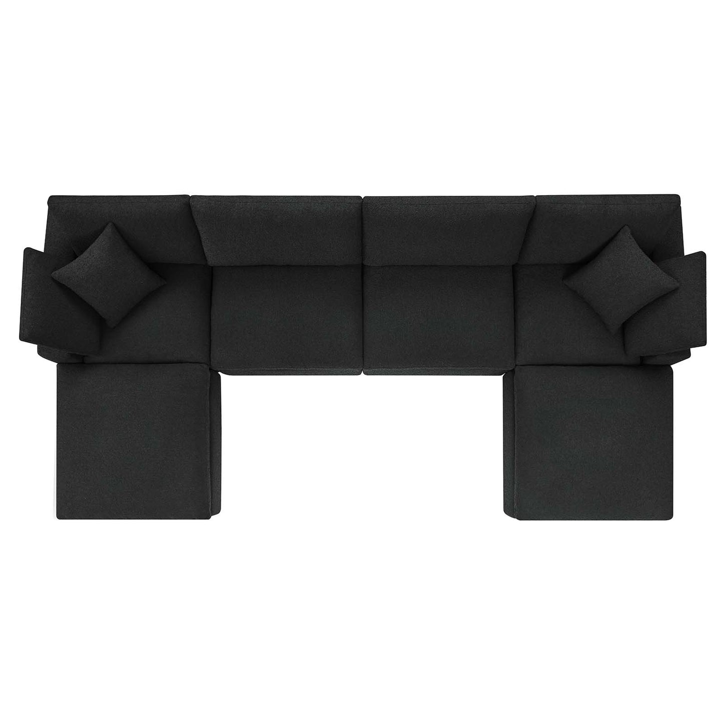 Commix Down Filled Overstuffed Boucle 6-Piece Sectional Sofa Black EEI-6366-BLK