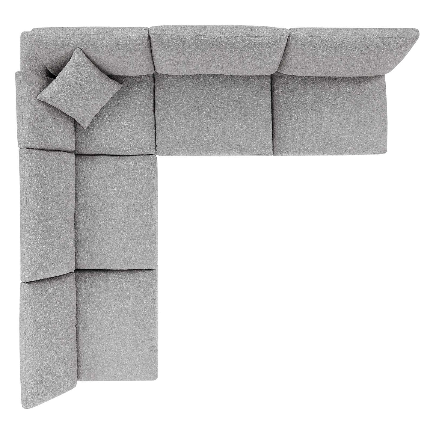 Commix Down Filled Overstuffed Boucle Fabric 5-Piece Sectional Sofa Light Gray EEI-6367-LGR